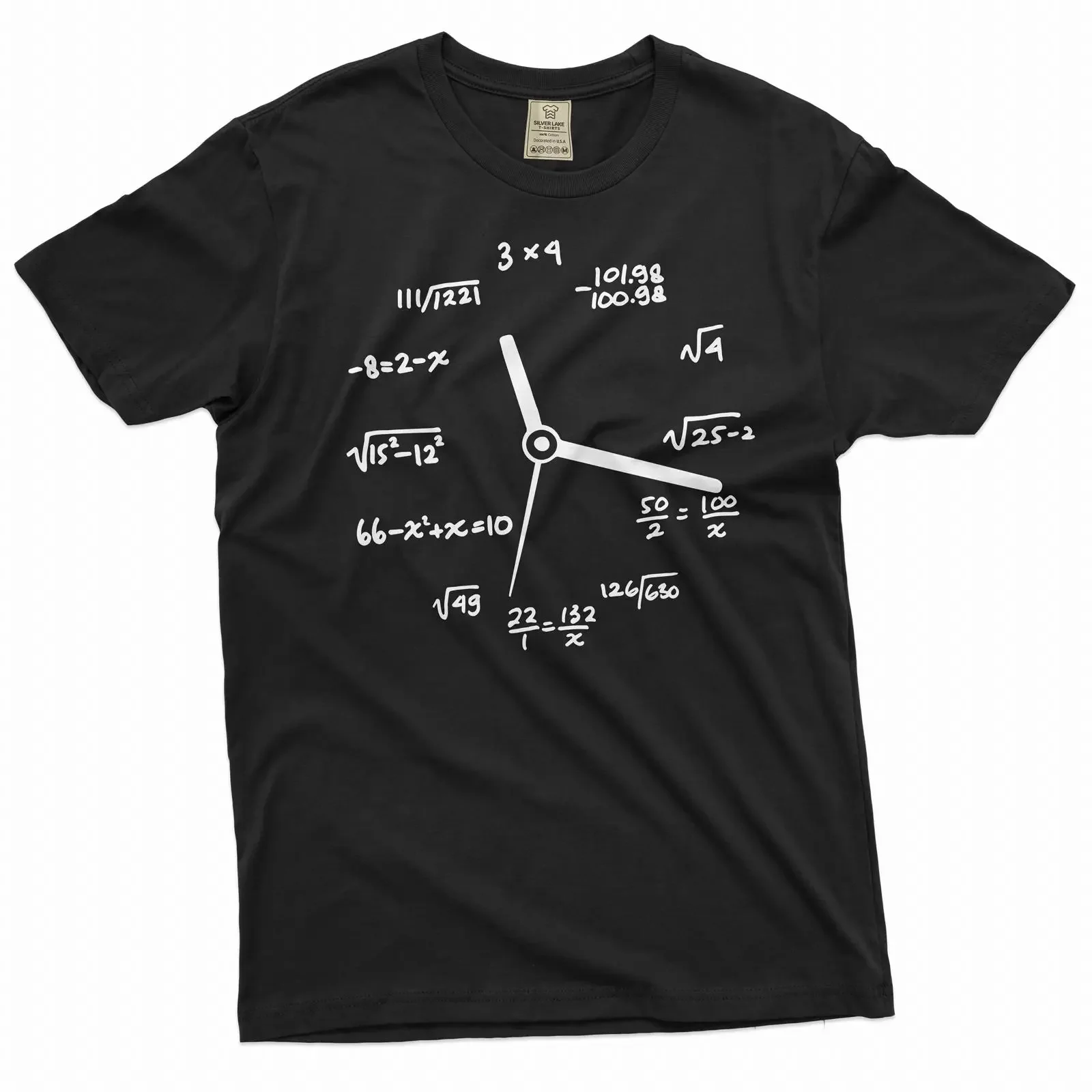 Funny Math Clock T Shirt Casual Mathematics for Teacher Student Lover s Him Her vintage Washed designer clothes Versatile Soft