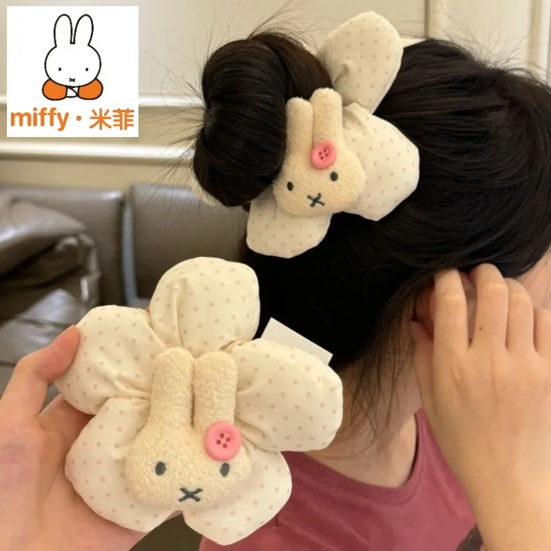 Niedliches Miffy Elastisches Polka-Dot-Haarband Cartoon Süßes und Modisches Haarband Romantisches Mädchenherz-Geschenk