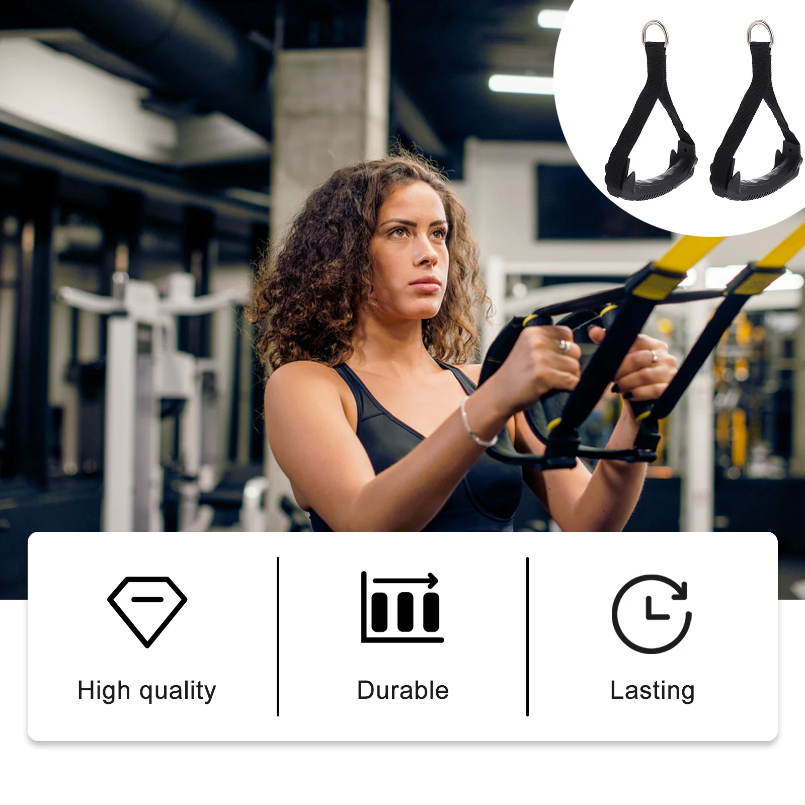 

1 Pair Pull Handle For Gym Anti-Break Exercise Bands Fitness Pull Rope Strength Training Handles Resistance Band Accessories