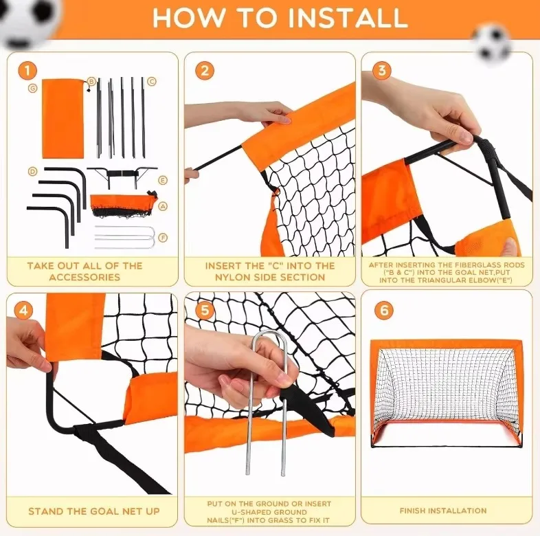 Hot Sale Indoor and Outdoor Children's Football Training Rack Net Cover Portable Folding Football Goal