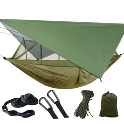 Camping Adult Hanging Hammocks Tent Outdoor Furniture Swing Mosquito Net Waterproof Survival Hammock With Inflatable Mat