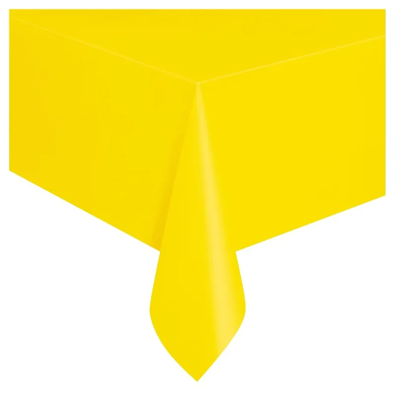 Rectangular Plastic Table Cover, Yellow, 54 In x 108 In, 1 Count