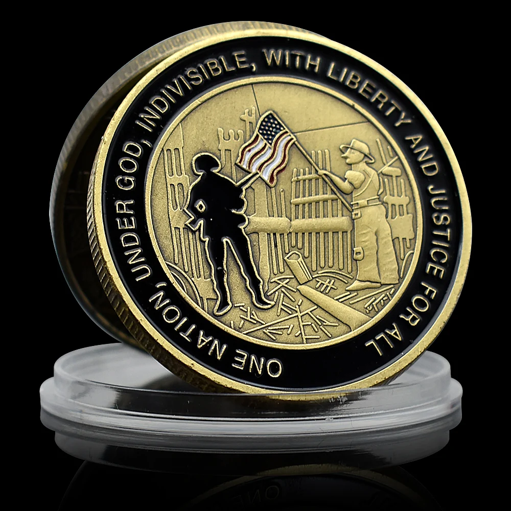 Bronze Challenge Coin of 911 US Honoring and Remembering Badge Commemorative Medal In Capsule Home Decoration