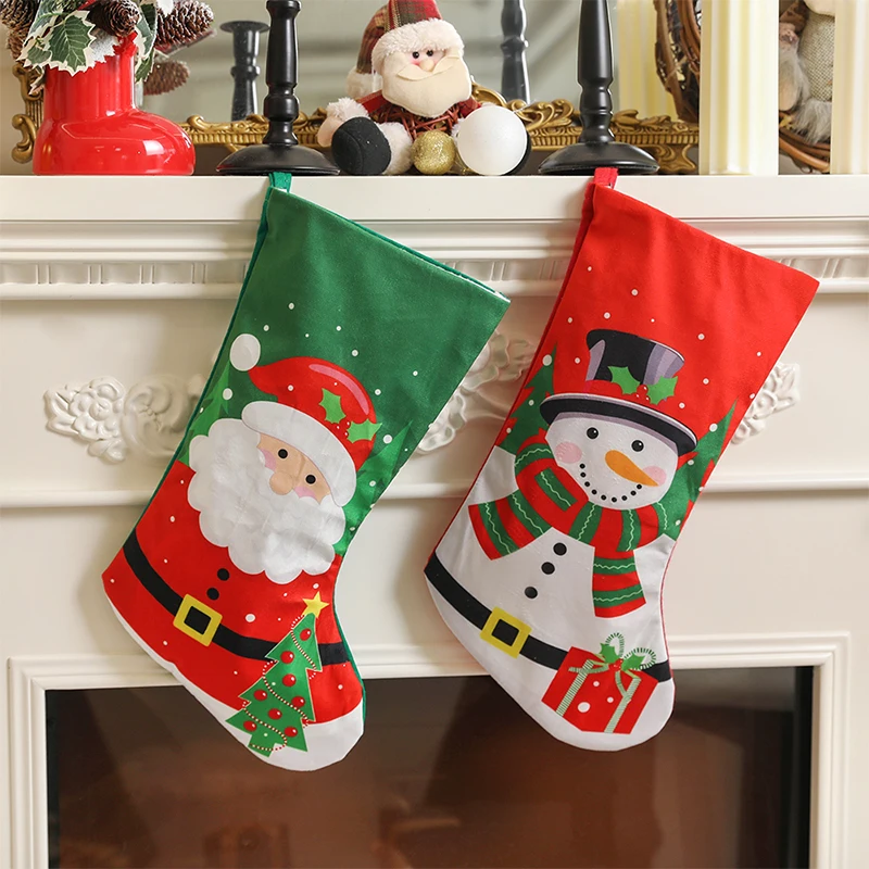 

1Pcs 45cm Christmas Stockings Classic Large Stockings Santa Claus Snowman for Home Family Party Xmas Decor 2025 New Year Gifts