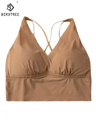 Birdtree Silk Lining New Bra, Backless Wireless Women's French Style Sexy Sweet Underwear, Fashion Brassiere P3D776QM