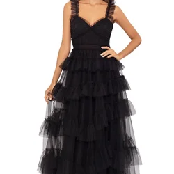 Romantic Tulle Prom Dress For Women Sweetheart Neck Tank Evening Gowns Floor Length A Line Party Dresses robes de soirée