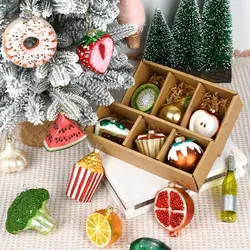Christmas Decorative Glass Colored Fruit and Vegetable Series Creative Small Pendant Christmas Tree Pendant