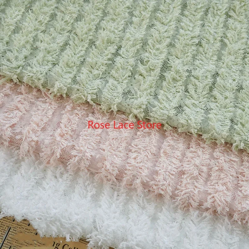 

Vintage Stripe Tassel Lace Fabric flower embroidery fabric for Wedding Dress Evening Dress Girl dress