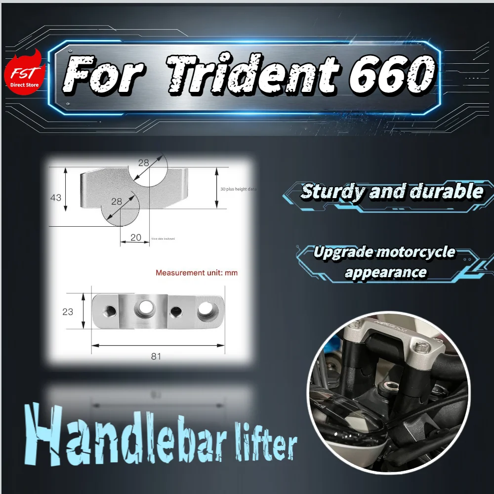 For  Trident 660 Motorcycle Handlebar Riser Spacer Clamp Up and Back Offset Mount Bracket Mod Accessories