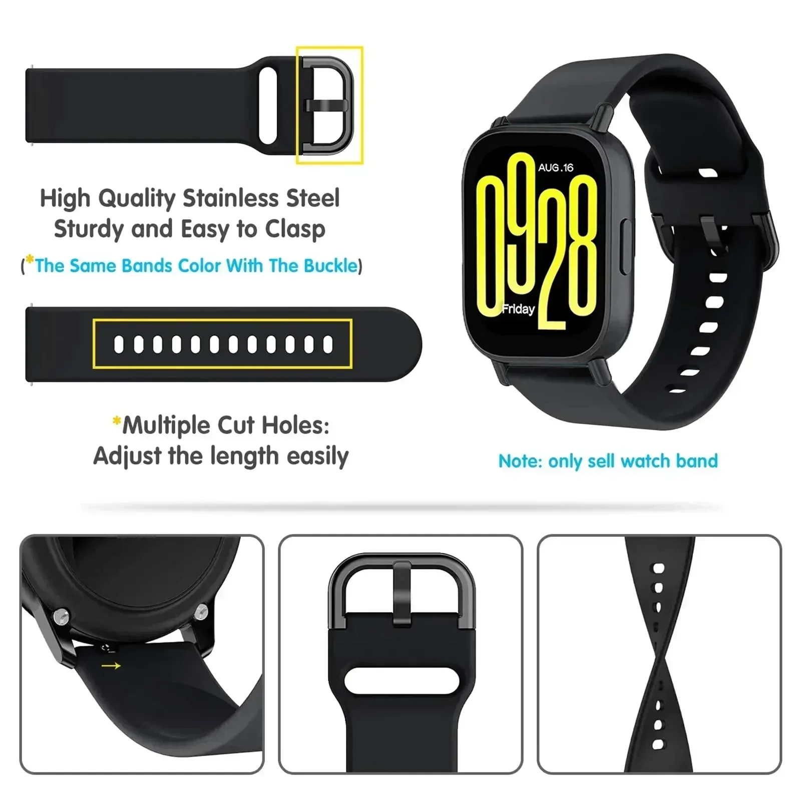 Sports Silicone Strap For Redmi Watch 5 active/5 Lite Soft Ventilate Bracelet For Xiaomi Redmi Watch 3 Active/3 Lite 22mm Band