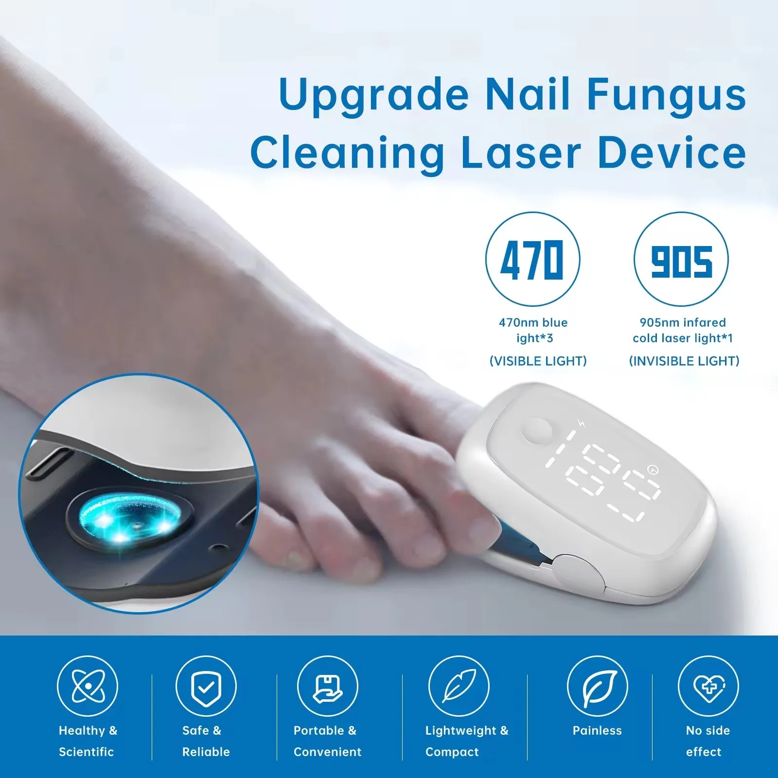 LASTEK Nail Fungus Removal Treatment Cleaning Lase Fungus Removal Anti Infection Paronychia Onychomycosis Fingernail Care