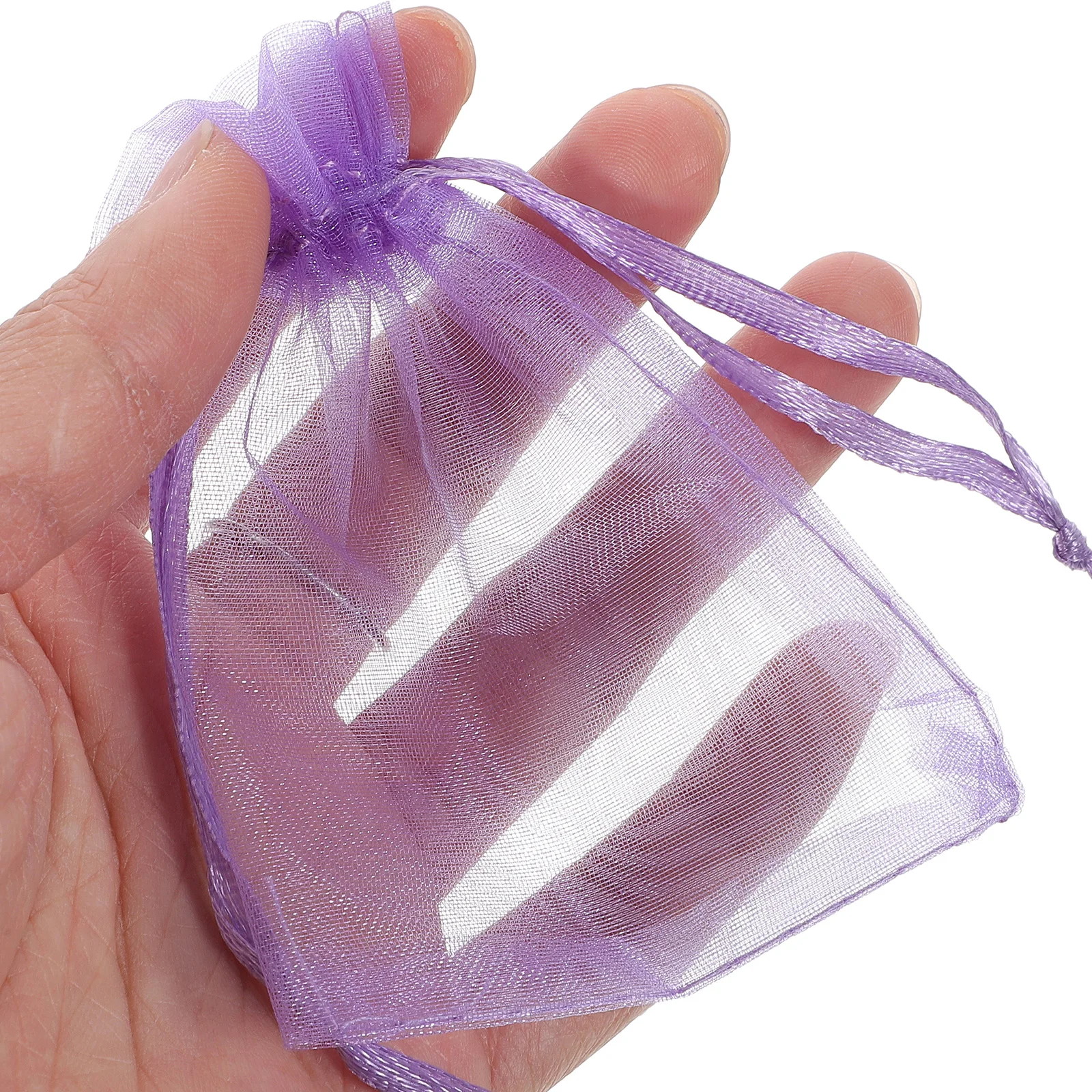 

50pcs Small Organza Gift Purple Mesh Sachets Drawstring Candy Packing Party Favor Bags Wedding Packaging Bags