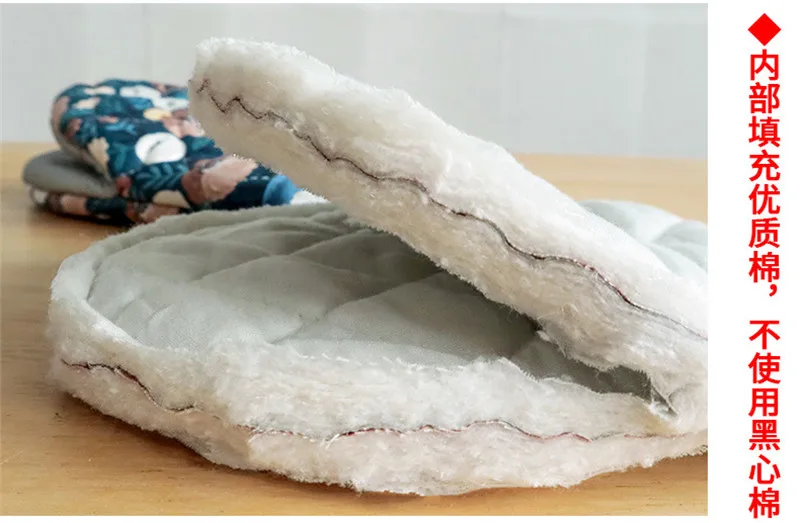 Japanische Blume Baumwolle gedruckt Backofen Handschuhe Home Küche heiß beständig herzförmige Hand Clip Isolierung Pad – Detail 15