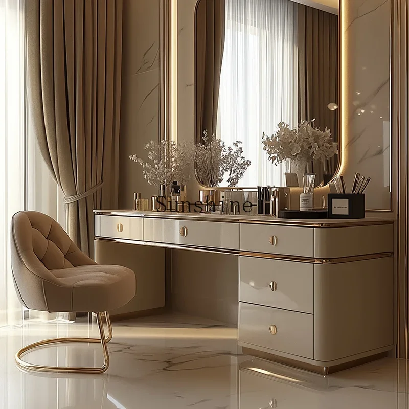 Light luxury senior dresser bedside table integrated modern bedroom solid wood chest small apartment  FT
