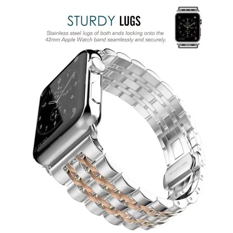حزام معدني لسلسلة ساعات أبل الترا 9 8 7 6 5 4 SE سوار من الفولاذ المقاوم للصدأ iWatch Band 49mm 45mm 41mm 44mm 42mm 40mm Band