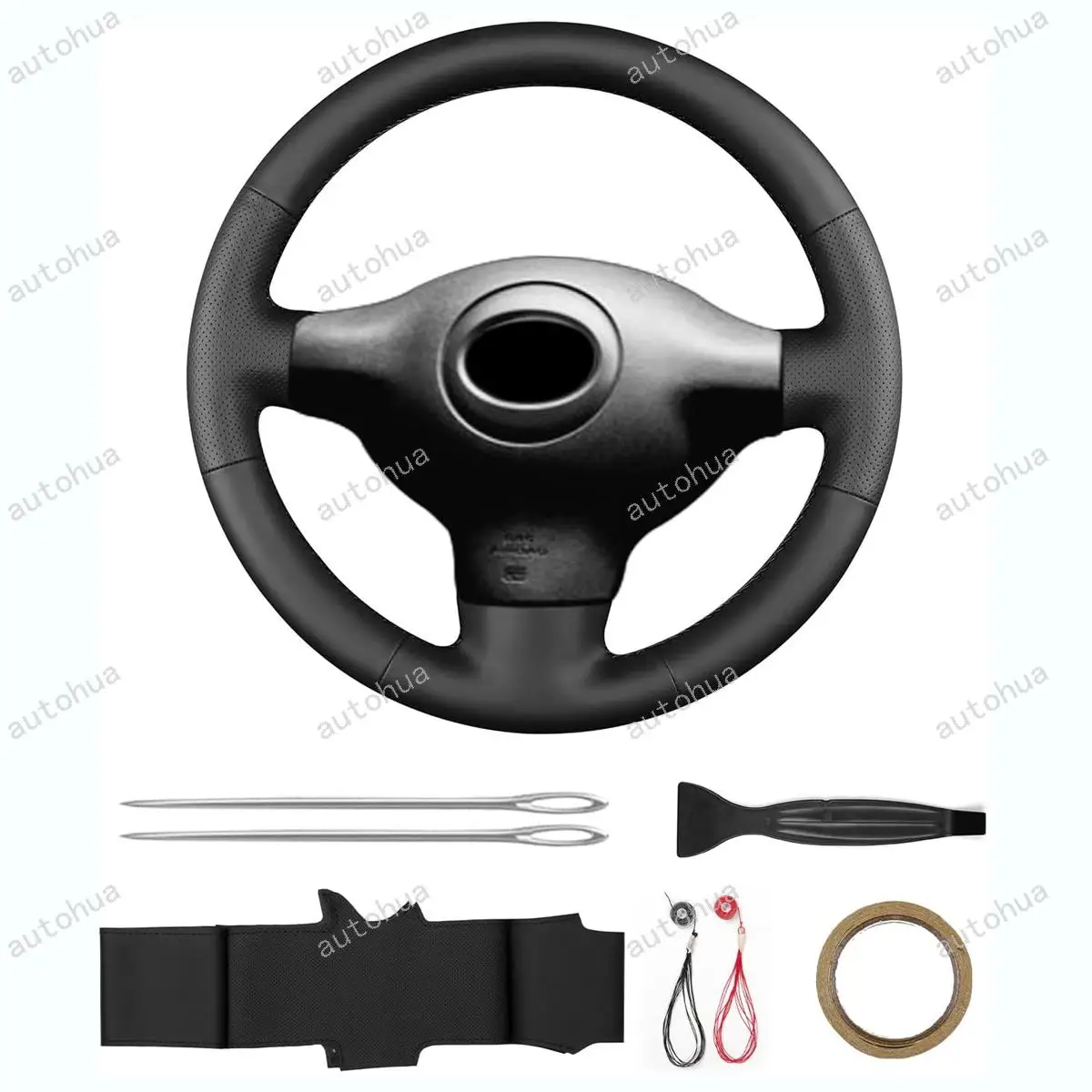 

Hand-Stitched Steering Wheel Cover for Toyota 2003 Yaris Non-Slip Breathable Microfiber Leather Steering Wheel Cover on Wrap DIY