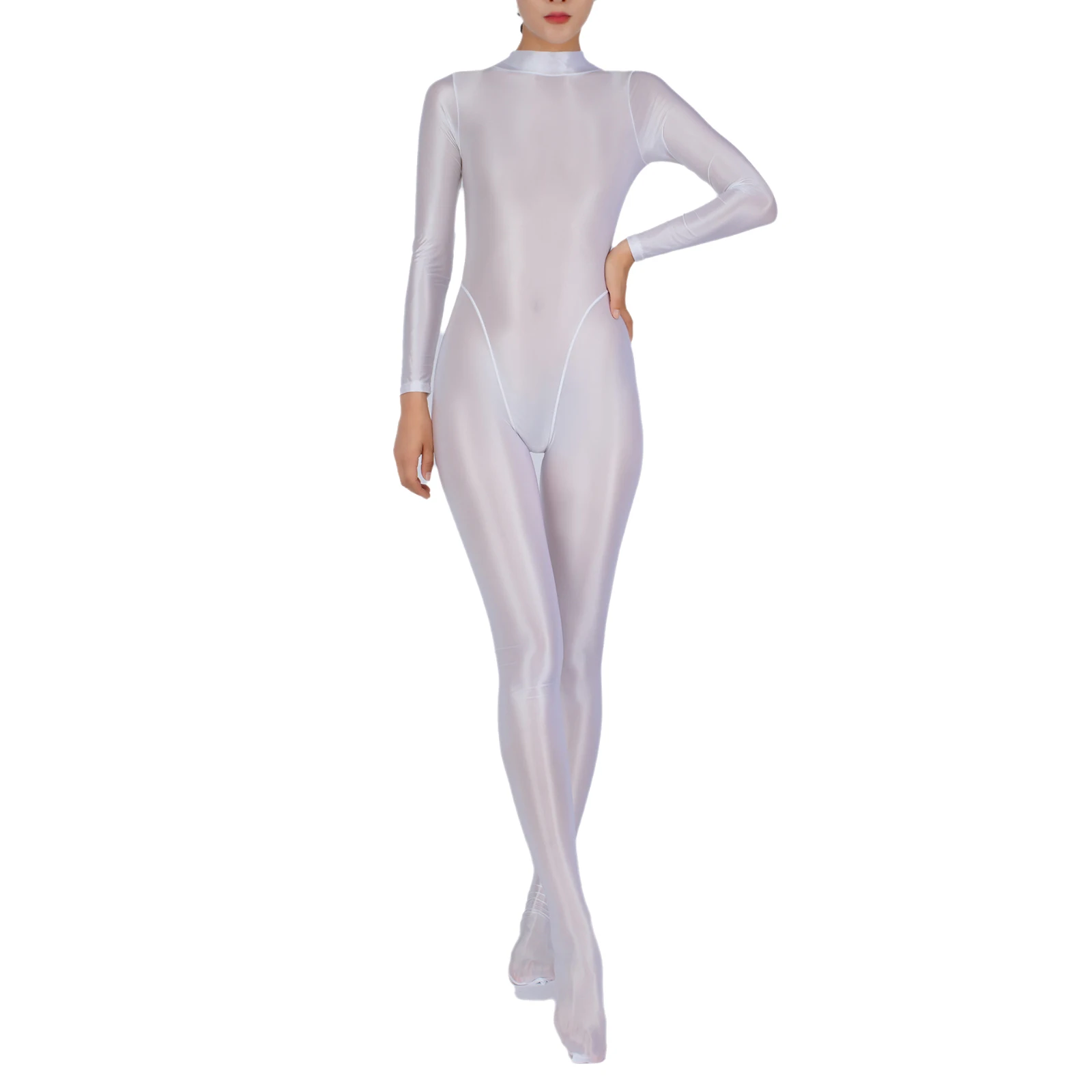 Frauen Ganzkörper Overall Sport Gym Yoga Strumpfhosen Body Langarm Footed Ein Stück Einfarbig Overall Körper Form Sportwear