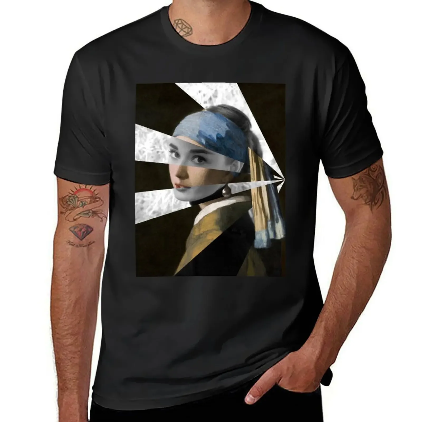 Girl with a Pearl Earring by Vermeer and Audrey H. T-Shirt cute clothes oversizeds clothes plain luxury clothes men