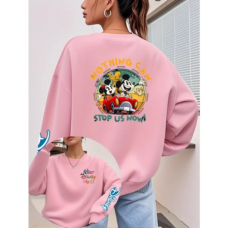 Autunno/Inverno Disney Donna Vigilia di Natale Spaventoso Stile retrò Topolino/Minnie Quattro stagioni Comoda felpa con cappuccio girocollo a maniche lunghe