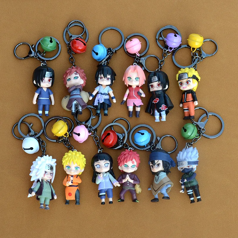Uzumaki Naruto Anime Figures Doll Model Car Keychains Hatake Kakashi Kawaii Anime Figure Keyring Backpack Pendant Kids Toys Gift