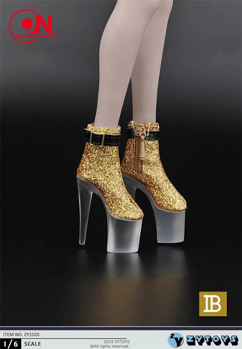 En Stock ZYTOYS 1/6 ZY1020 soldado femenino zapatos de tacón alto con parte inferior transparente modelo apto para figura de acción de 12 pulgadas zapatos de muñeca OB OD