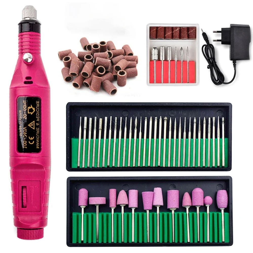 1 set portatile elettrico trapano per unghie set manicure pedicure lima per rimozione gel per unghie strumenti professionali per lucidare le unghie forti