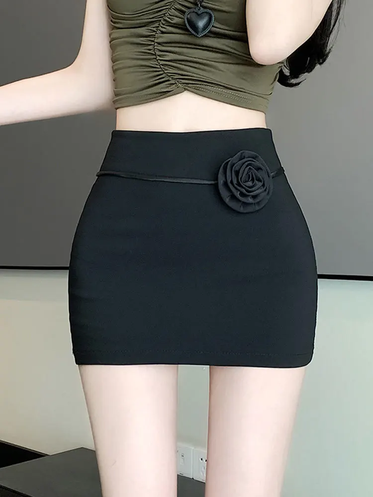 

Skirts Women Flowers Sexy Elegant French Style Chic High Waist Summer Fashion Mini Skirt Party Clubwear Street Casual