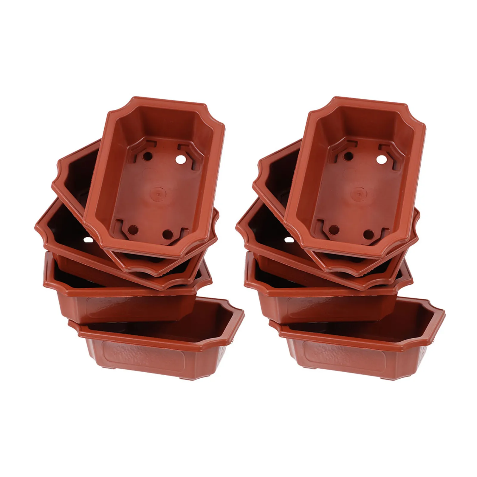 10pcs Plant Pots Bonsai Pots Vintage Style Flower Wide Growing Planter Plastic Bonsai Plant Pot