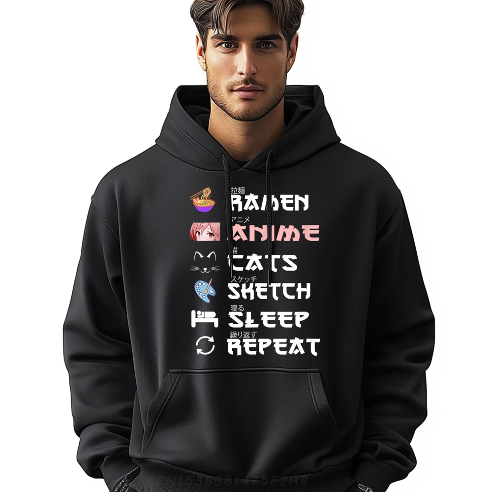 

japanese ramen sketching cat Lover teens Clothing Camiseta New Years Eve Men Christmas Sweater Long Sleeve