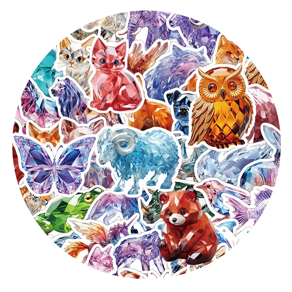 

10/30/50pcs Funny Creative Cartoon Crystal Animals Stickers Waterproof DIY Phone Skateboard Notebook Bike Graffiti Decals Decor