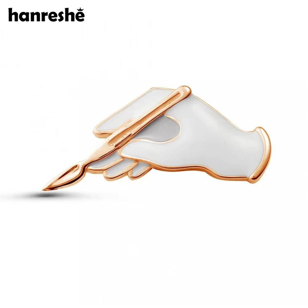 Hanreshe White Gloves with Scalpel Surgical Brooch Pins Enamel Lapel Badge Medical Jewelry for Surgeon Doctor Nurse