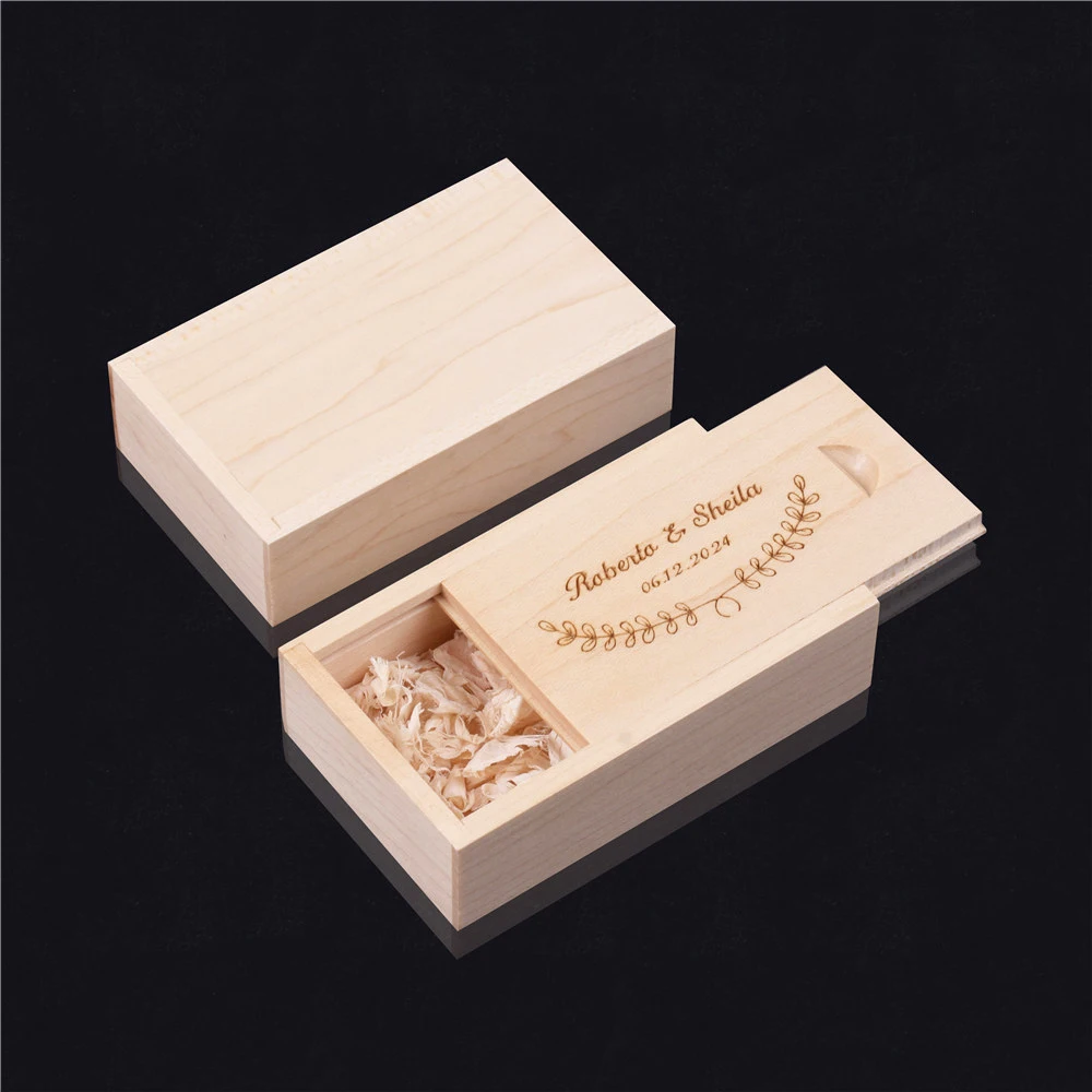 Maple Wooden Pull-out Box Sliding Cover Wooden Box Wooden Storage Box Log Drawer Wood Jewelry Organizer Case DIY Case