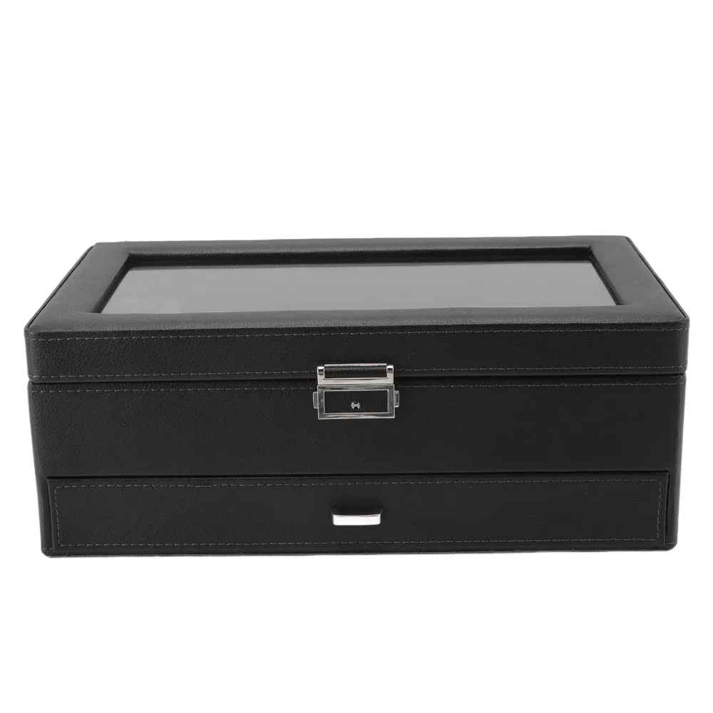 Soft Black Watch Box Organizer PU Leather 33.5*19.5*12.5cm Watch Display Case Watch Case Storage and Display