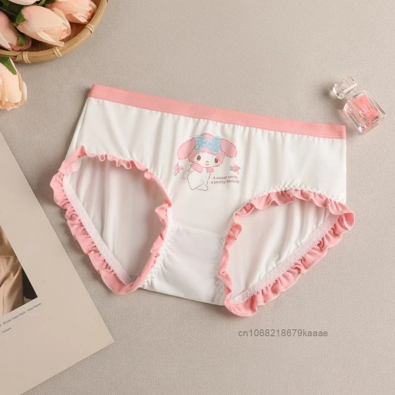 Sanrio My Melody Cute Sweet Y2k Girl Ruffle Design Briefs Kawaii Cartoon Print Underpants Japanese Style Harajuku Fashion Panty