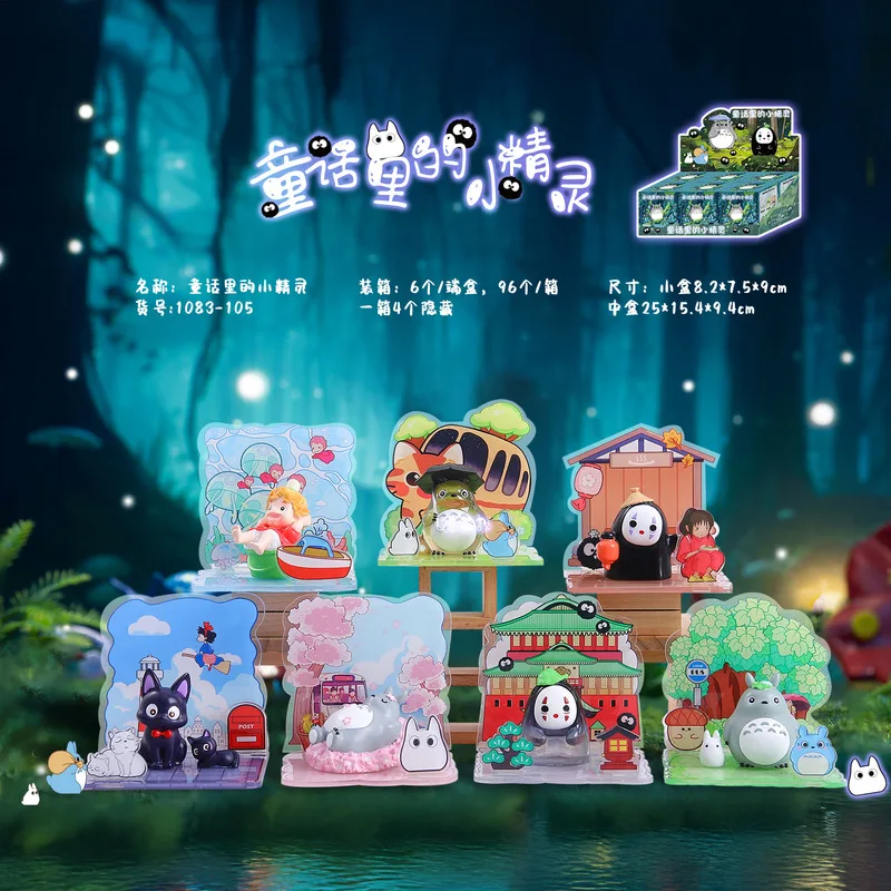 Cartoon Totoro Blind Box Hayao Miyazaki Anime Fairy Tale Elves Scene Version Mystery Box Figurine Peripheral Model Birthday Gift