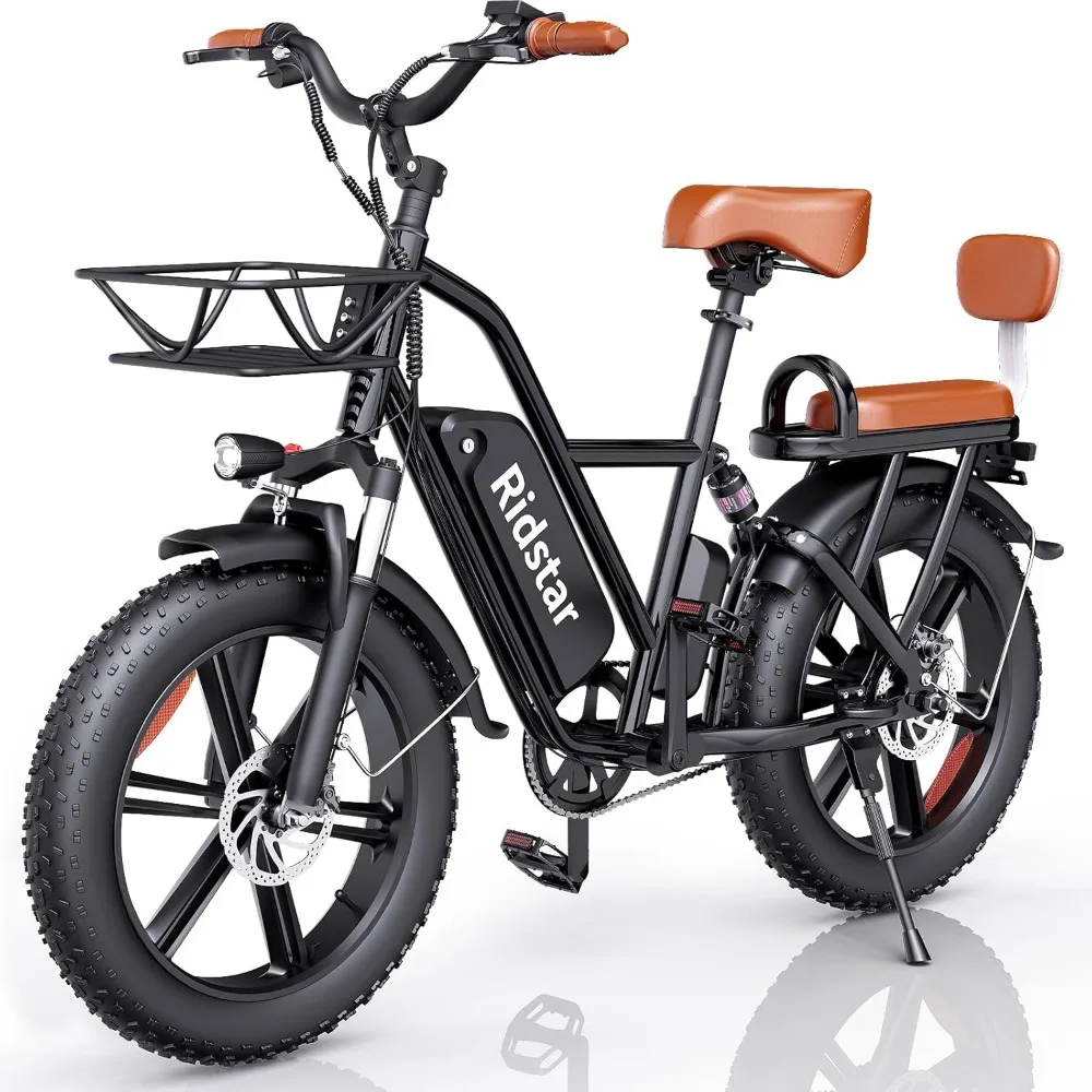 2 Seater Electric Bike for Adults,48V 15AH Removable Battery Ebike 20