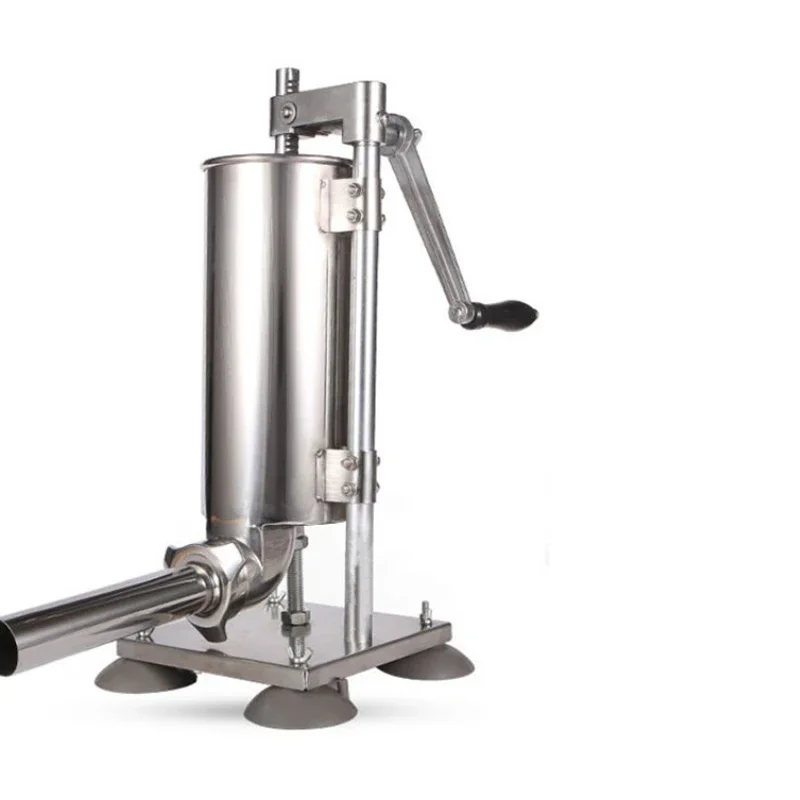 Máquina de relleno de salchichas Vertical de acero inoxidable de 4L, máquina de salchichas operada a mano para el hogar con herramienta de llenado de carne alta