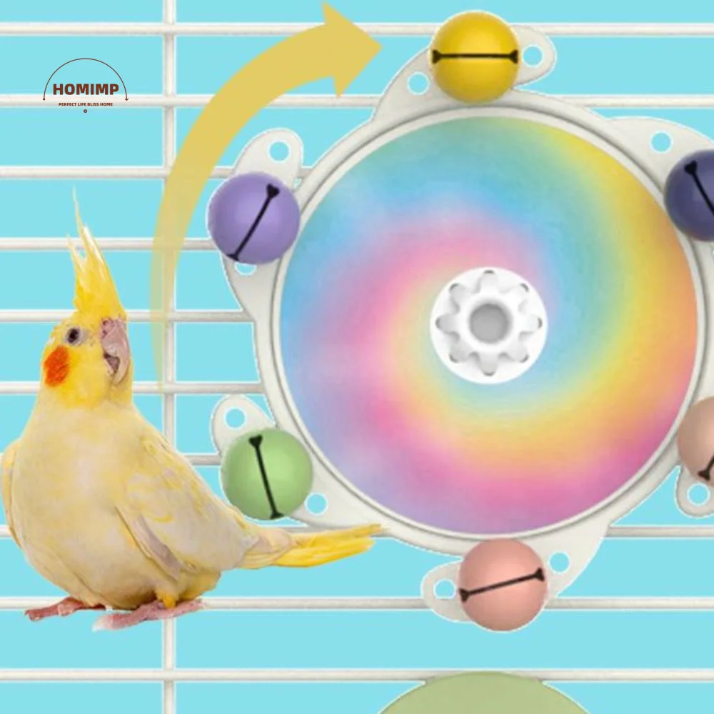 

Colorful Bird Rotating Windmill Toy Bite Resistant Sounding Bird Windmill Stand Plastic with Bells Parrot Gnawing Toys
