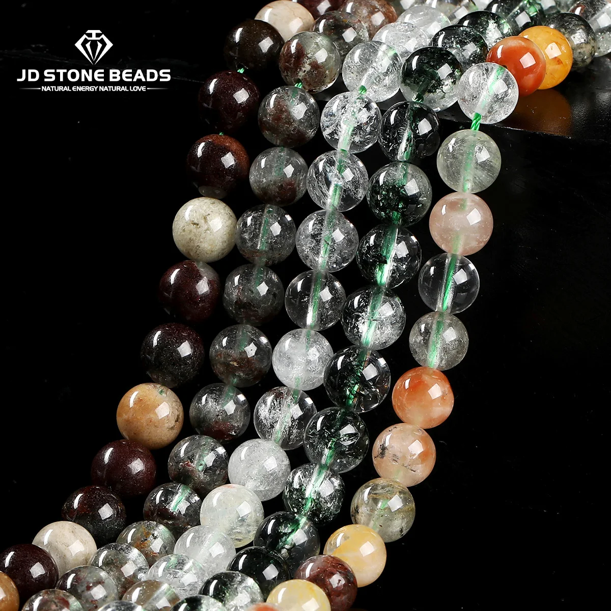 

Wholesale Natural Multicolor Ghost Quartz Bead Round Loose Spacer Gems Bead for Jewelry Making DIY Bracelet Necklace Accessory