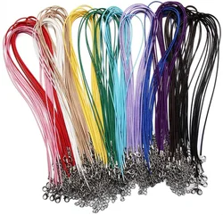 10/20/50Pcs Colorful Leather Waxed thread Rope Chain Cord Necklace Pendant For Handmade Lobster Clasp String Jewelry Crafts