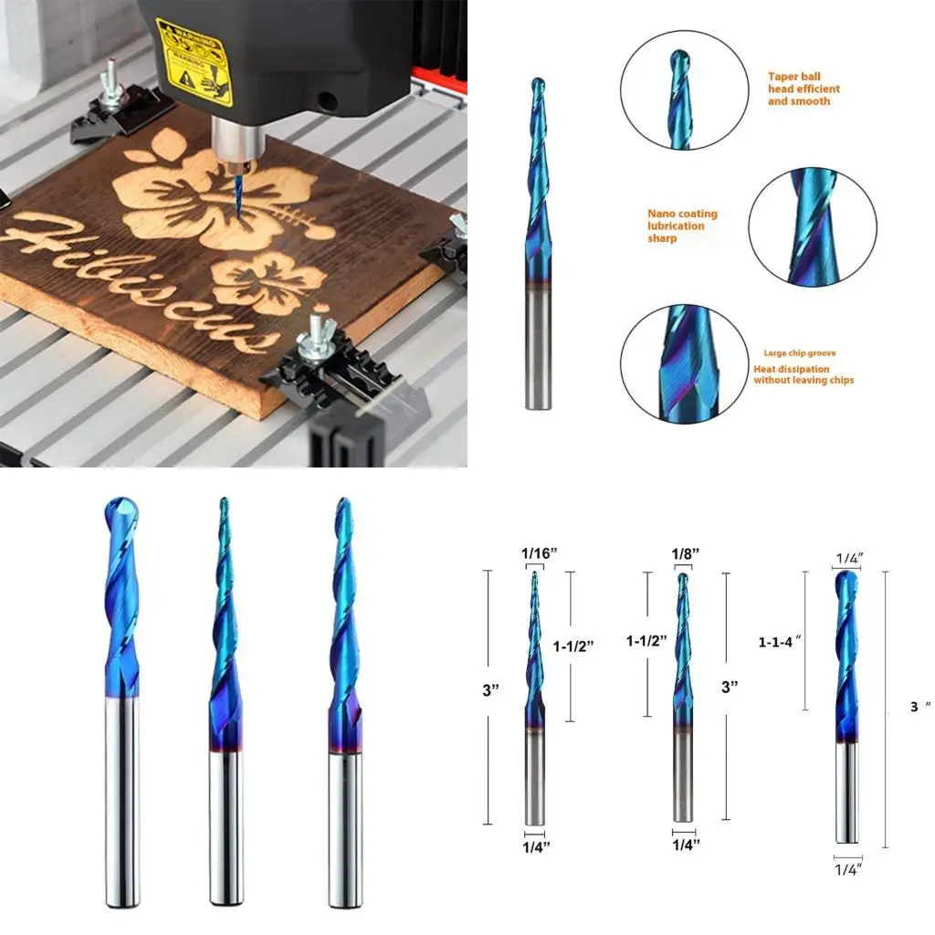 

652F Precise Ground Router Bit Tapered Design Fit for High Efficiency Woodworking And Surfaces Engraving Slotting Trimming