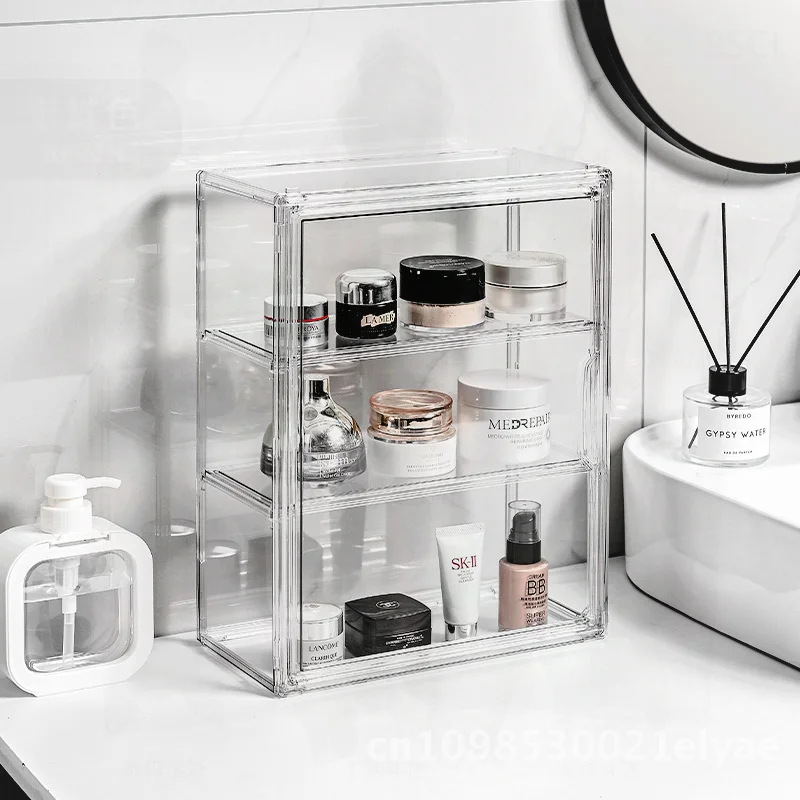 

Large Capacity Transparent Acrylic Cosmetic Storage Box Dustproof Skin Care Organizer for Desktop Dressing Table