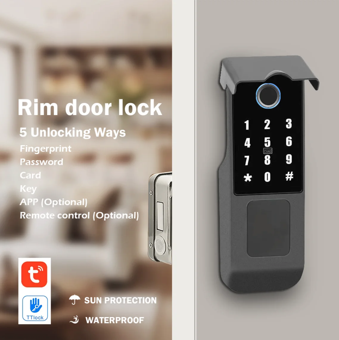 

TUYA WIFI уличная садовая дверь водонепроницаемый умный замок отпечаток пальца биометрический цифровой замок с дистанционным управлением умный дверной замок