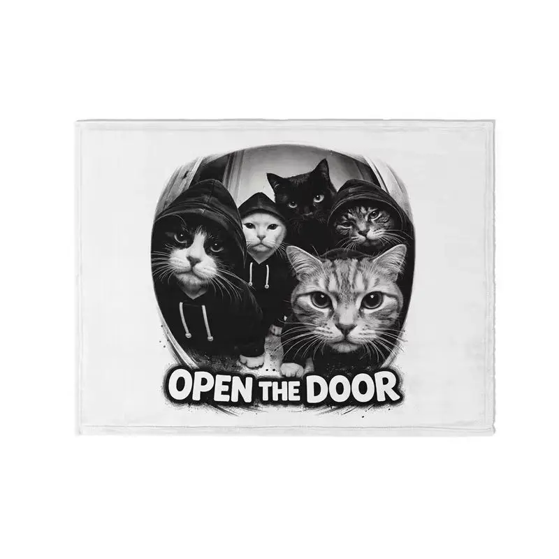 Gaslight Gatekeep Girlboss Funny Cat Gang Vintage Throw Blanket Sarcastic Cat Meme Soft Fleece Blanket for Couch Bedroom Living