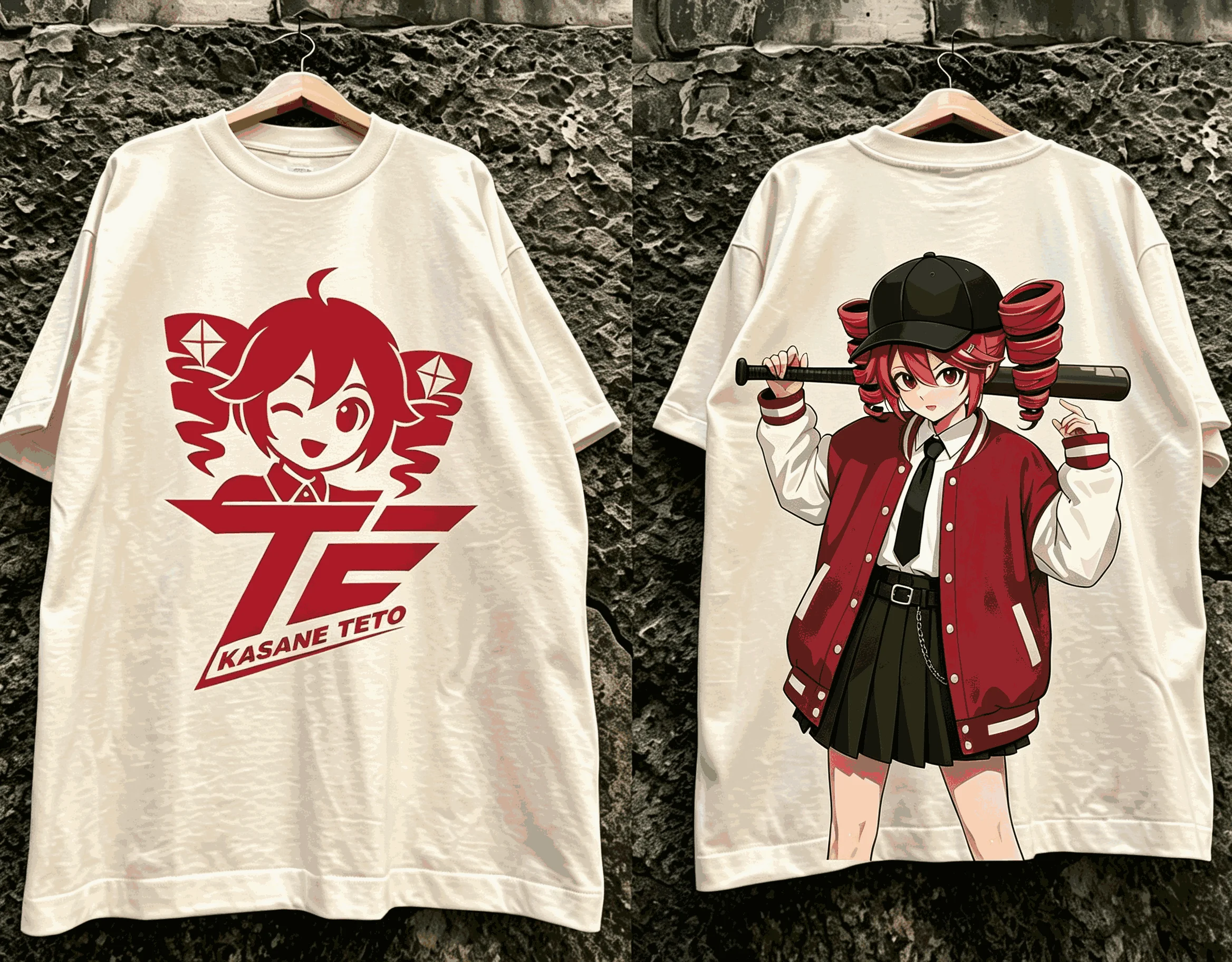 Kasane Teto Unisex Casual Fashion T-shirt High Street Oversized Unisex T-shirt Streetwear Trendy Cotton Couples Breathable soft