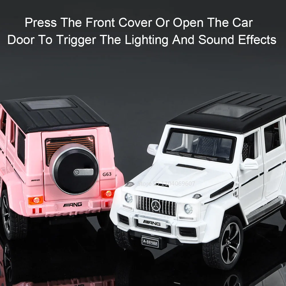 1:32 G63 Simulation Model Toy Cars Alloy Diecast Off-road Vehicles 6 Doors Opened Sound Light Pull Back Vehicle Toys Kids Gifts