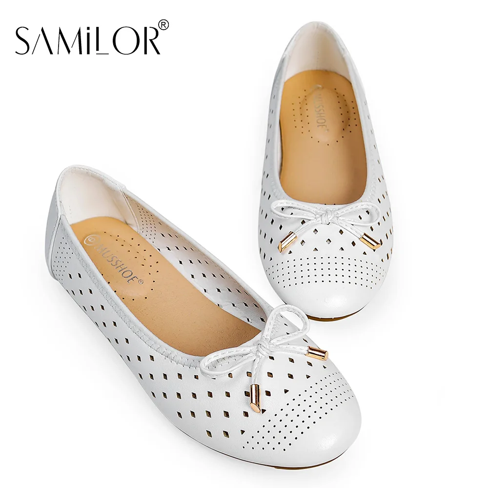 Samilor Soft Bottom Loafers Flat Shoes Women Office Work Ballet Shoes Mother Shoes Leather Women Heel Shoes Female Zapatos