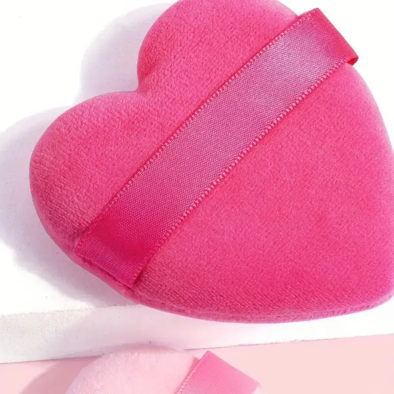 2 peças de sopros de maquiagem em formato de coração de amor macio – sopro de pó cosmético reutilizável com alças para pó solto, pó mineral e blush