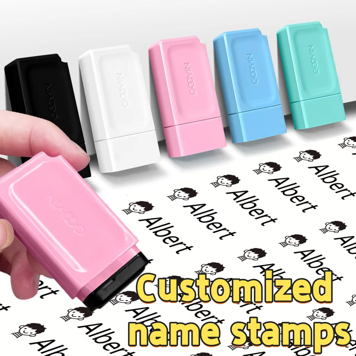 Customized children\'s name stamp,personalized signature ink pad seal stamp,waterproof and non-fading printed on clothes and bags