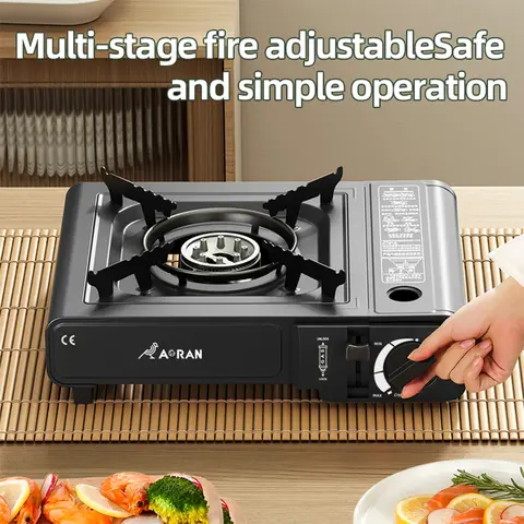 Réchaud à cassette portable extérieur, cuisinière domestique, gril à gaz à feu élevé, adapté au camping en plein air, cuisine, 2900W